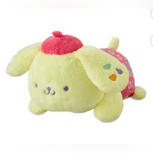 Sanrio Pompompurin Plush with Sweethearts Candy Print Fabric